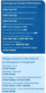 Emergency Contacts - Angarrack Flood Plan 2018