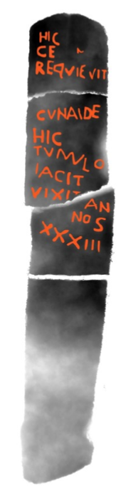 Cunaide Stone with inscription highlighted